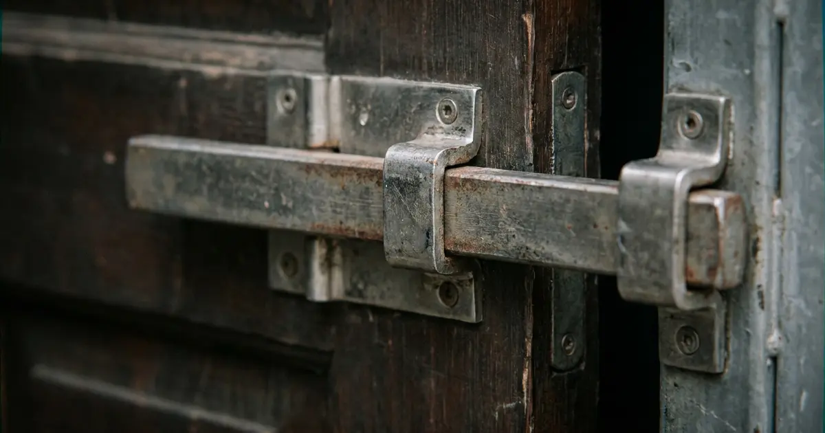 Querriegelschloss an einer Wohnungstür montiert