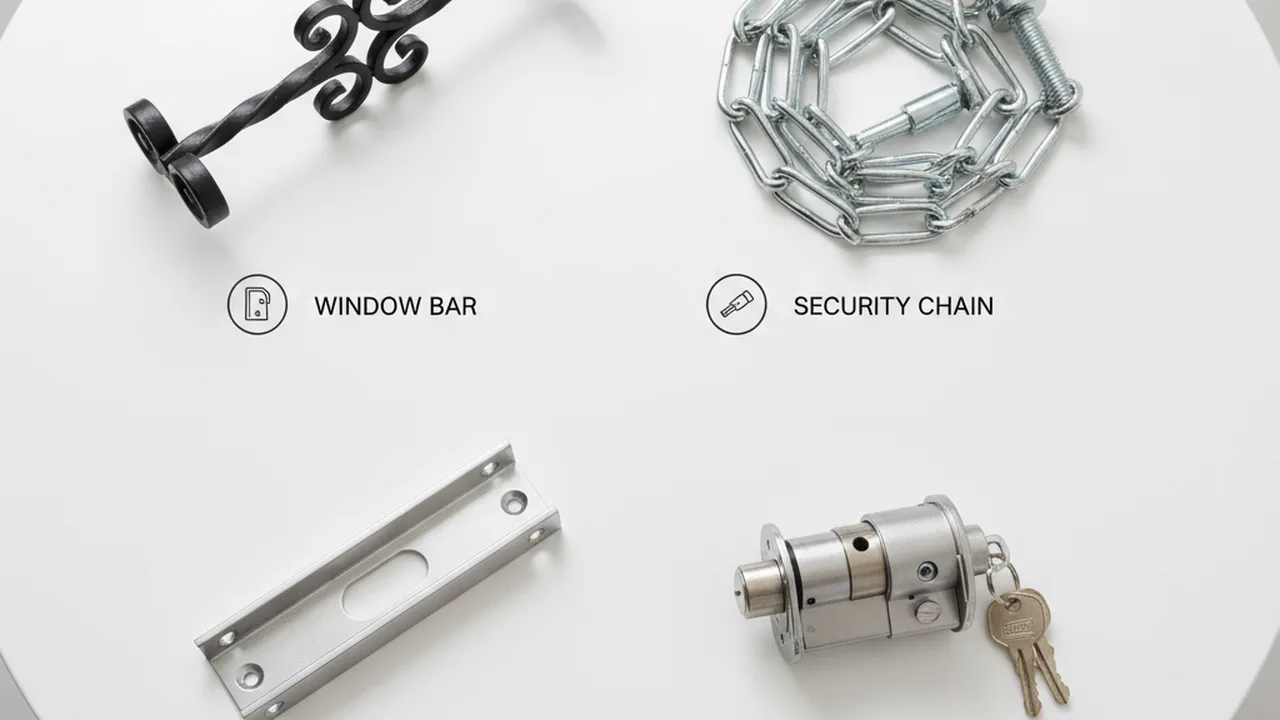 Verschiedene Türsicherungsprodukte: Sicherheitszylinder, Schutzbeschlag und Schließblech